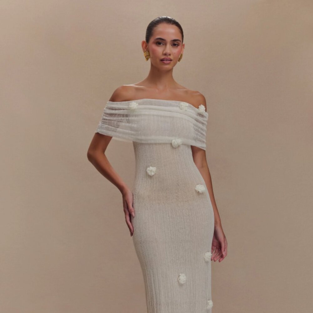 NWT Meshki Brynn Orchid Knit Maxi Dress – Ivory